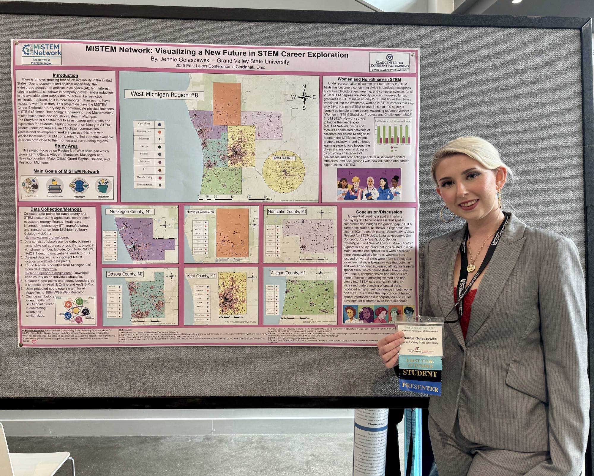 Jennie Golaszewski standing beside her poster presentation